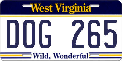 WV license plate DOG265