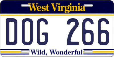 WV license plate DOG266