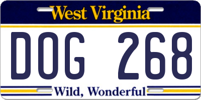WV license plate DOG268