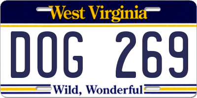 WV license plate DOG269