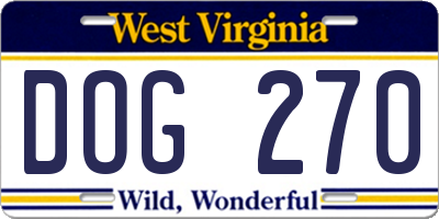 WV license plate DOG270
