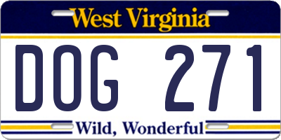 WV license plate DOG271