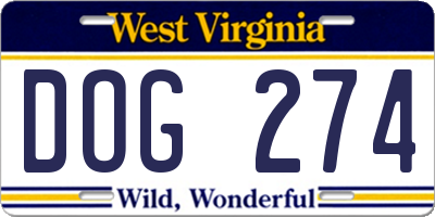 WV license plate DOG274