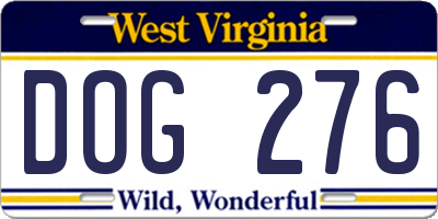 WV license plate DOG276