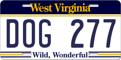 WV license plate DOG277