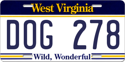 WV license plate DOG278