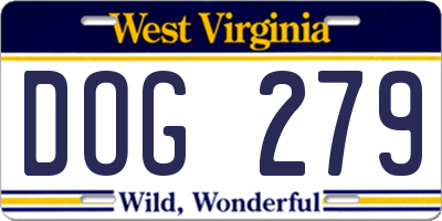WV license plate DOG279