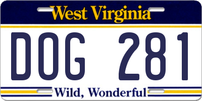 WV license plate DOG281