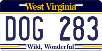 WV license plate DOG283
