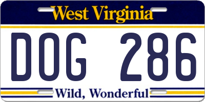 WV license plate DOG286