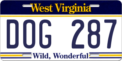 WV license plate DOG287