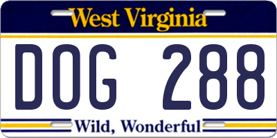 WV license plate DOG288