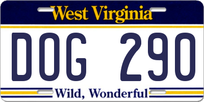 WV license plate DOG290