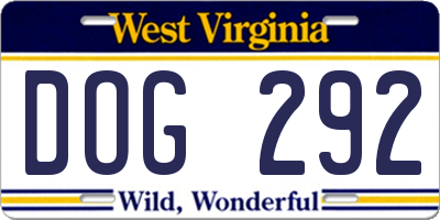 WV license plate DOG292