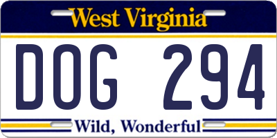 WV license plate DOG294