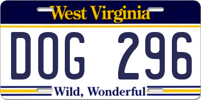 WV license plate DOG296