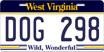 WV license plate DOG298
