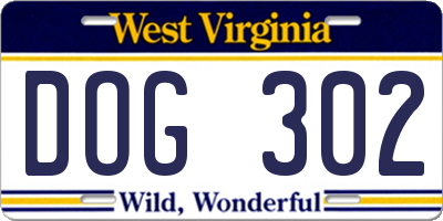 WV license plate DOG302