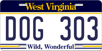 WV license plate DOG303
