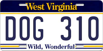 WV license plate DOG310