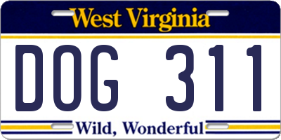 WV license plate DOG311