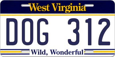 WV license plate DOG312