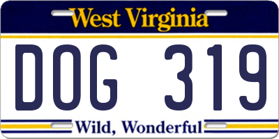 WV license plate DOG319