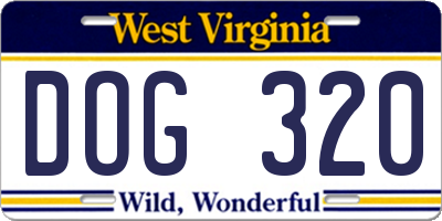 WV license plate DOG320