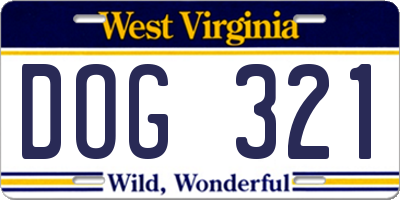 WV license plate DOG321