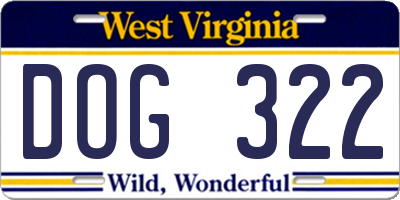 WV license plate DOG322