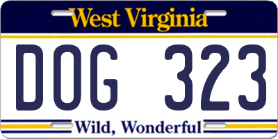 WV license plate DOG323