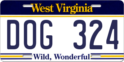 WV license plate DOG324