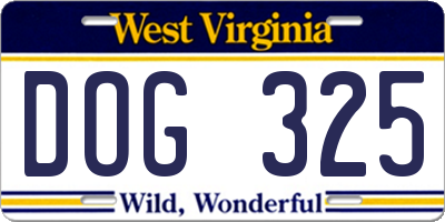 WV license plate DOG325