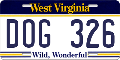 WV license plate DOG326