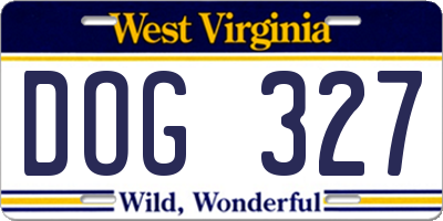 WV license plate DOG327