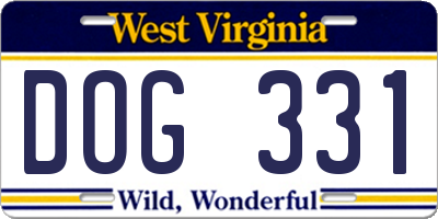 WV license plate DOG331