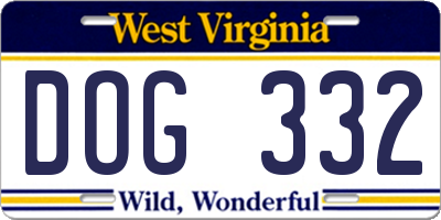 WV license plate DOG332