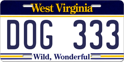 WV license plate DOG333
