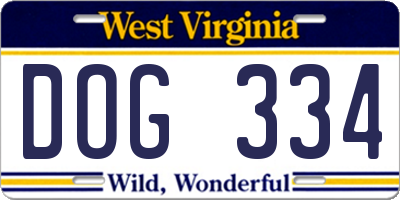 WV license plate DOG334