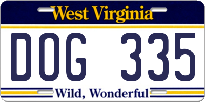 WV license plate DOG335