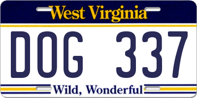 WV license plate DOG337