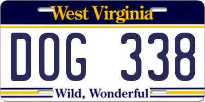 WV license plate DOG338