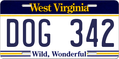 WV license plate DOG342