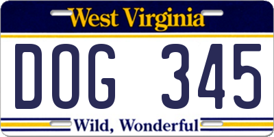 WV license plate DOG345