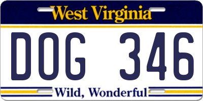WV license plate DOG346
