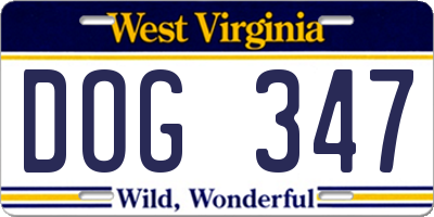 WV license plate DOG347
