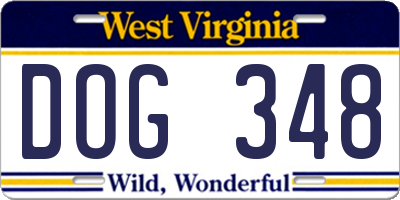 WV license plate DOG348