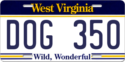 WV license plate DOG350