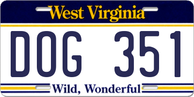 WV license plate DOG351