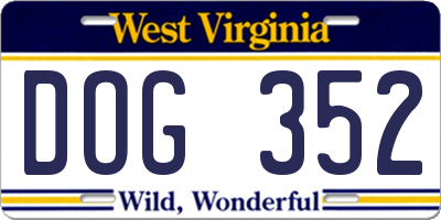 WV license plate DOG352